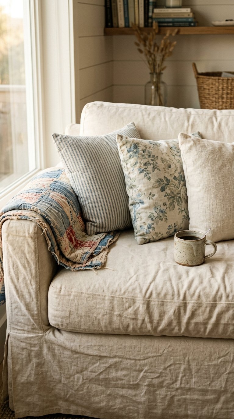 Start With a Slipcovered Sofa in White or Cream