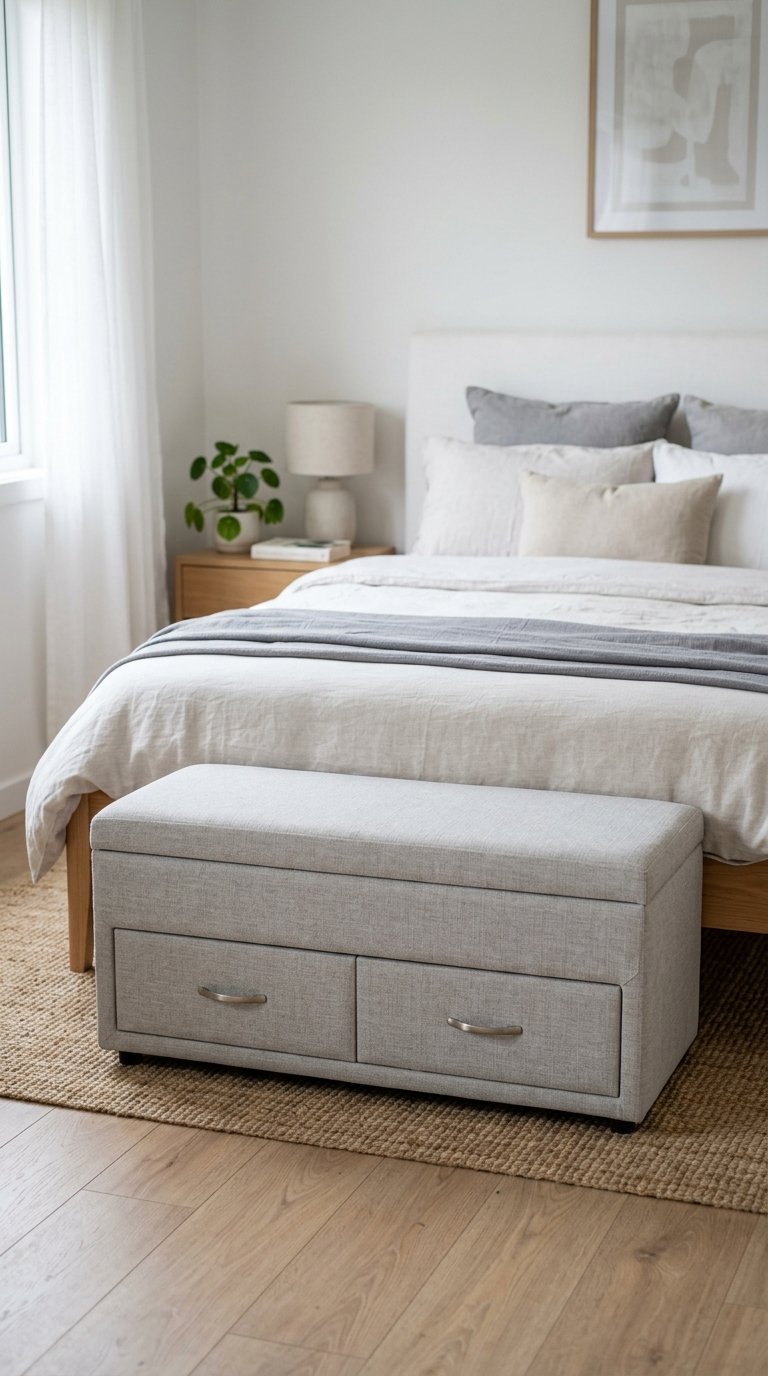 Storage Bench with Drawers for a Small Bedroom