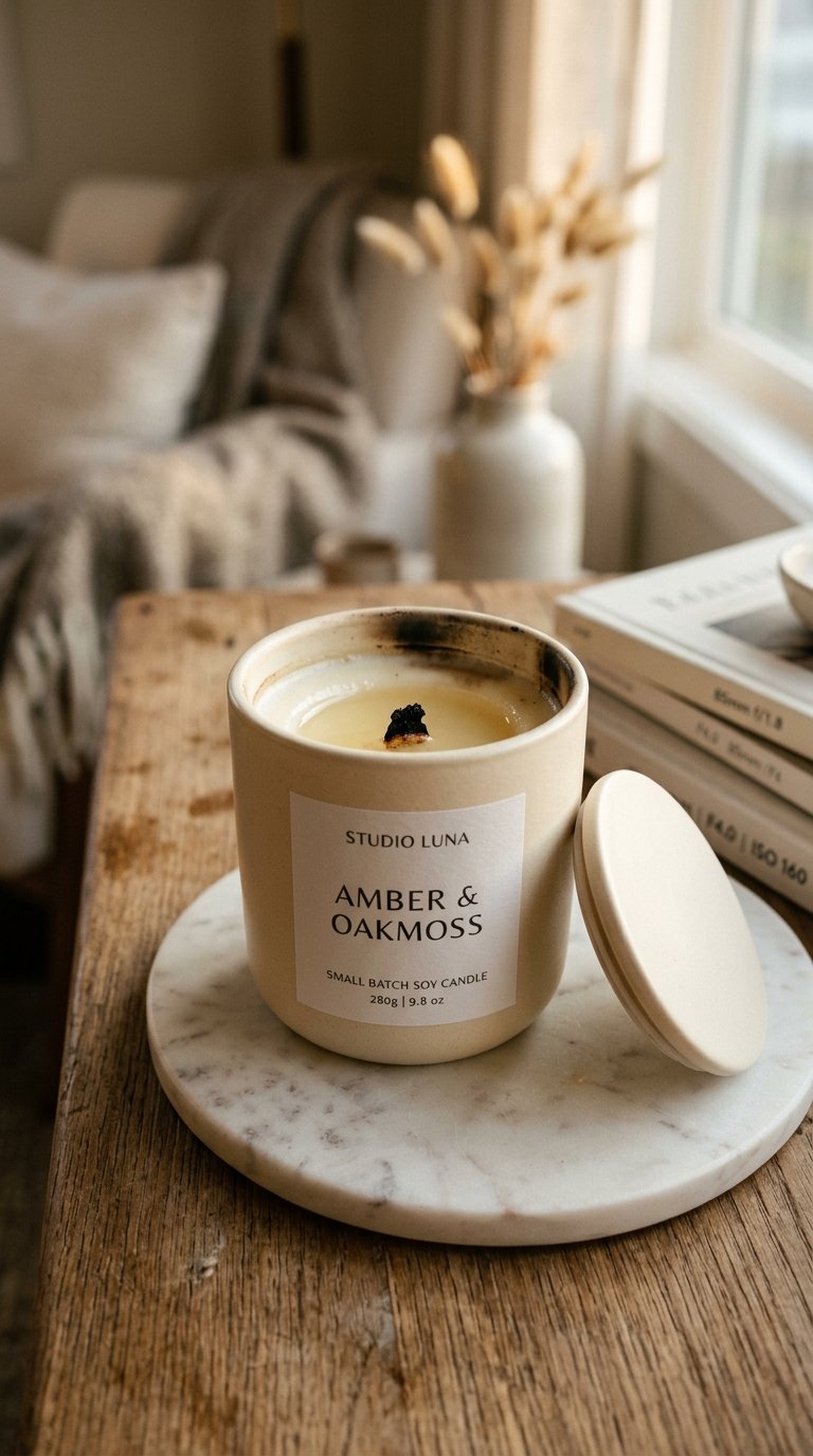 Style With a Summer Candle and Its Lid