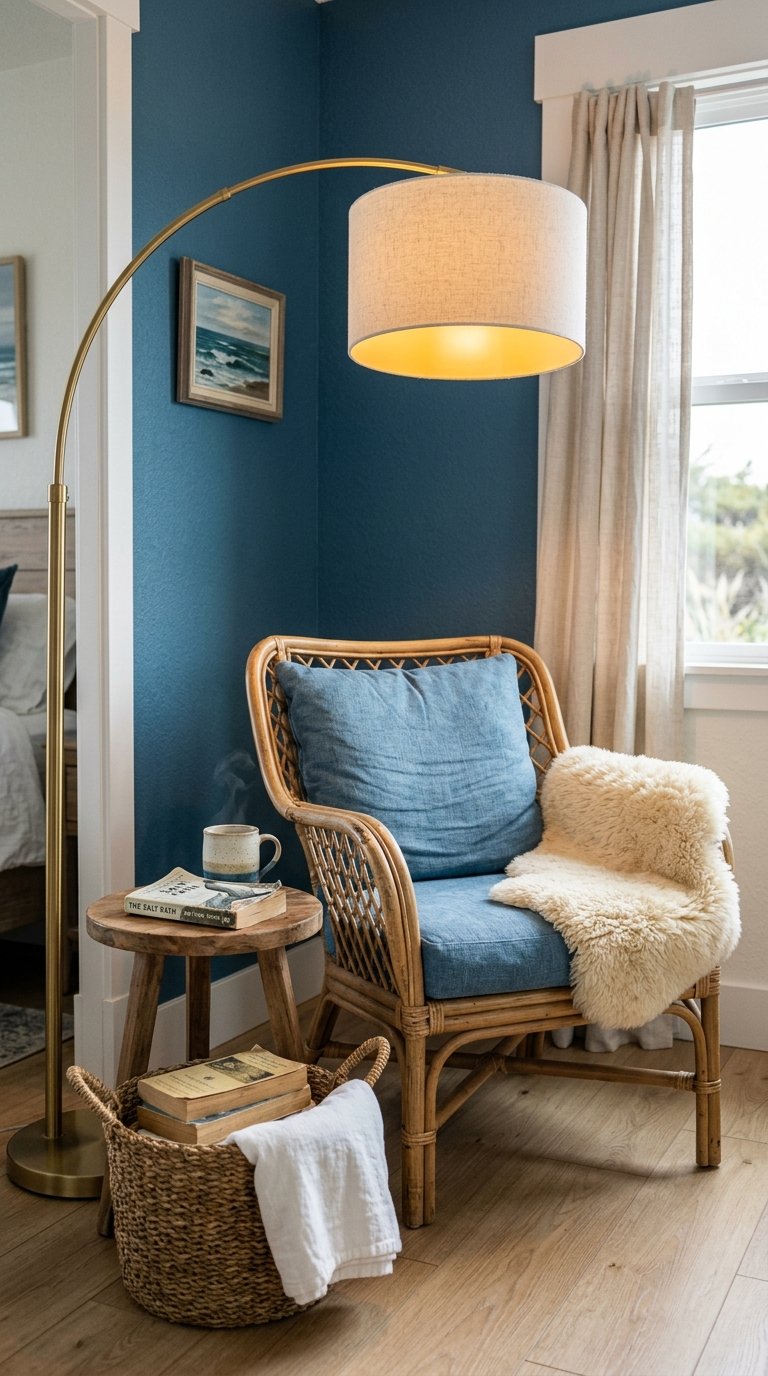 Style a Coastal Blue Reading Nook in the Corner