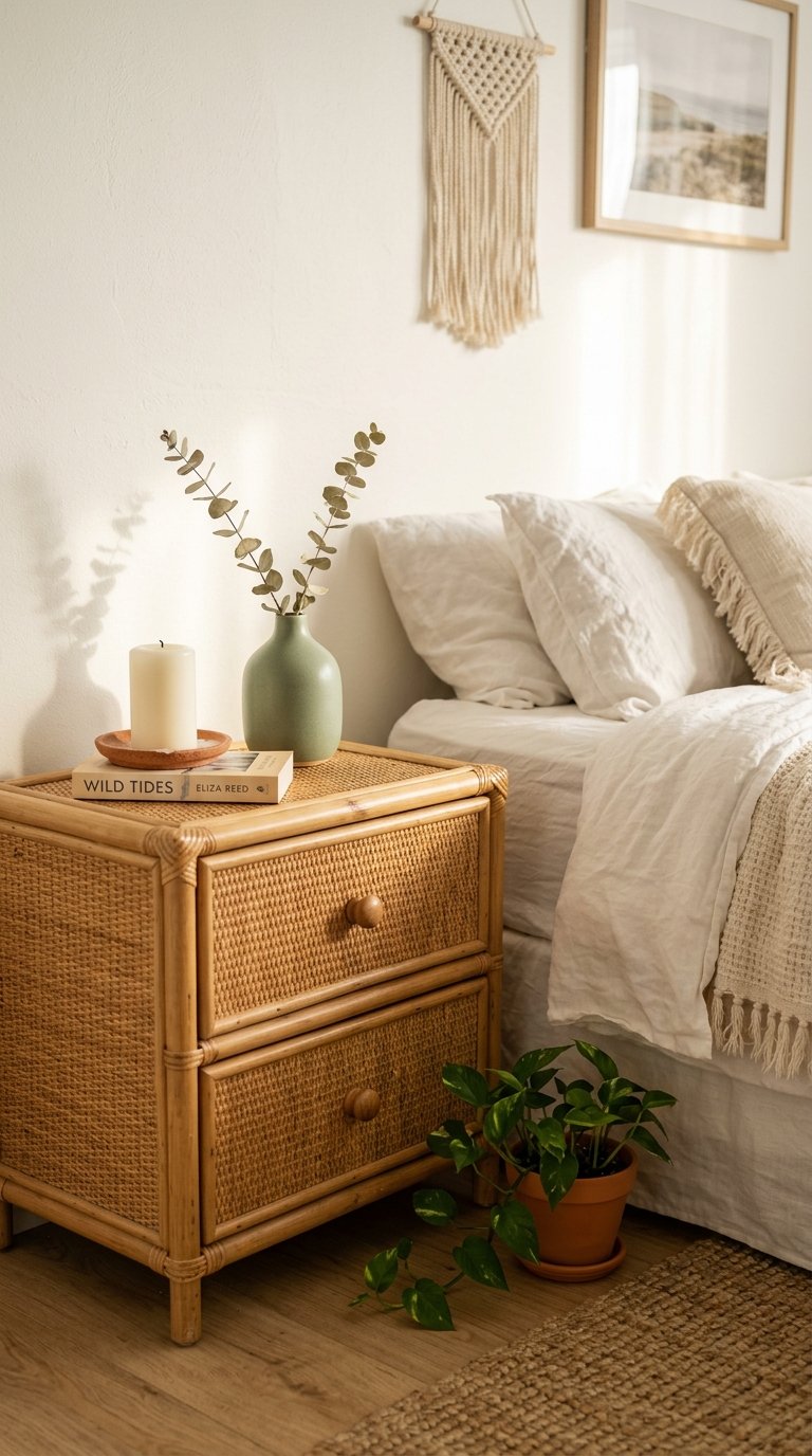 Style the Bedside with Woven Rattan Nightstands