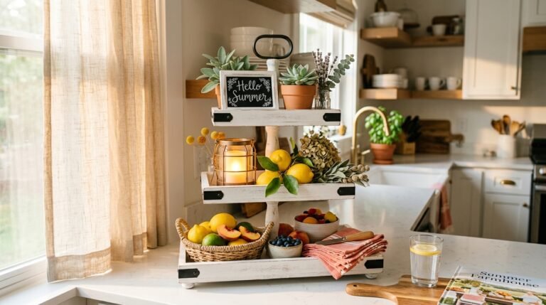 Summer Tiered Tray Decor Ideas