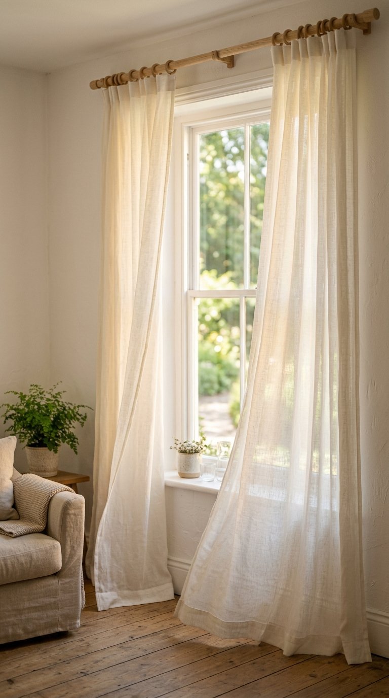 Swap Heavy Curtains for Sheer Linen Panels