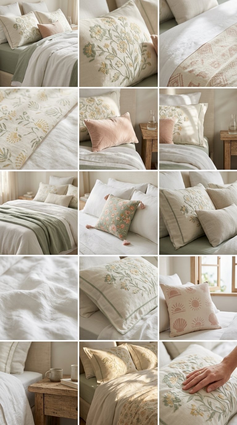 Swap Your Pillowcases for Embroidered or Printed Ones