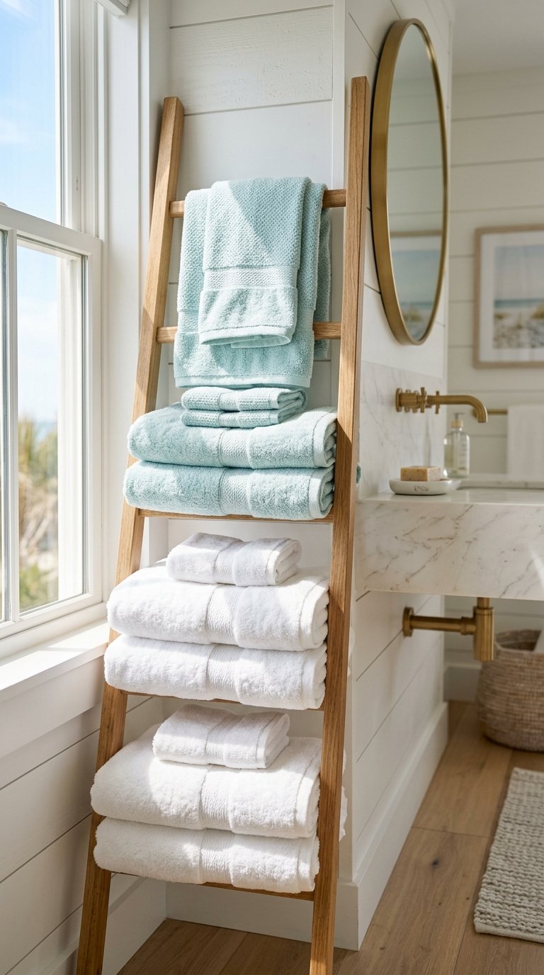 Swap Your Towels for White or Bright Linen Ones