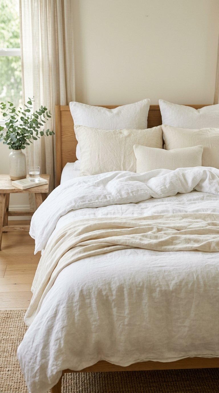 Switch to White or Cream Linen Bedding