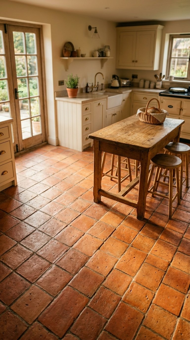 Terracotta Tile in a Diagonal Layout