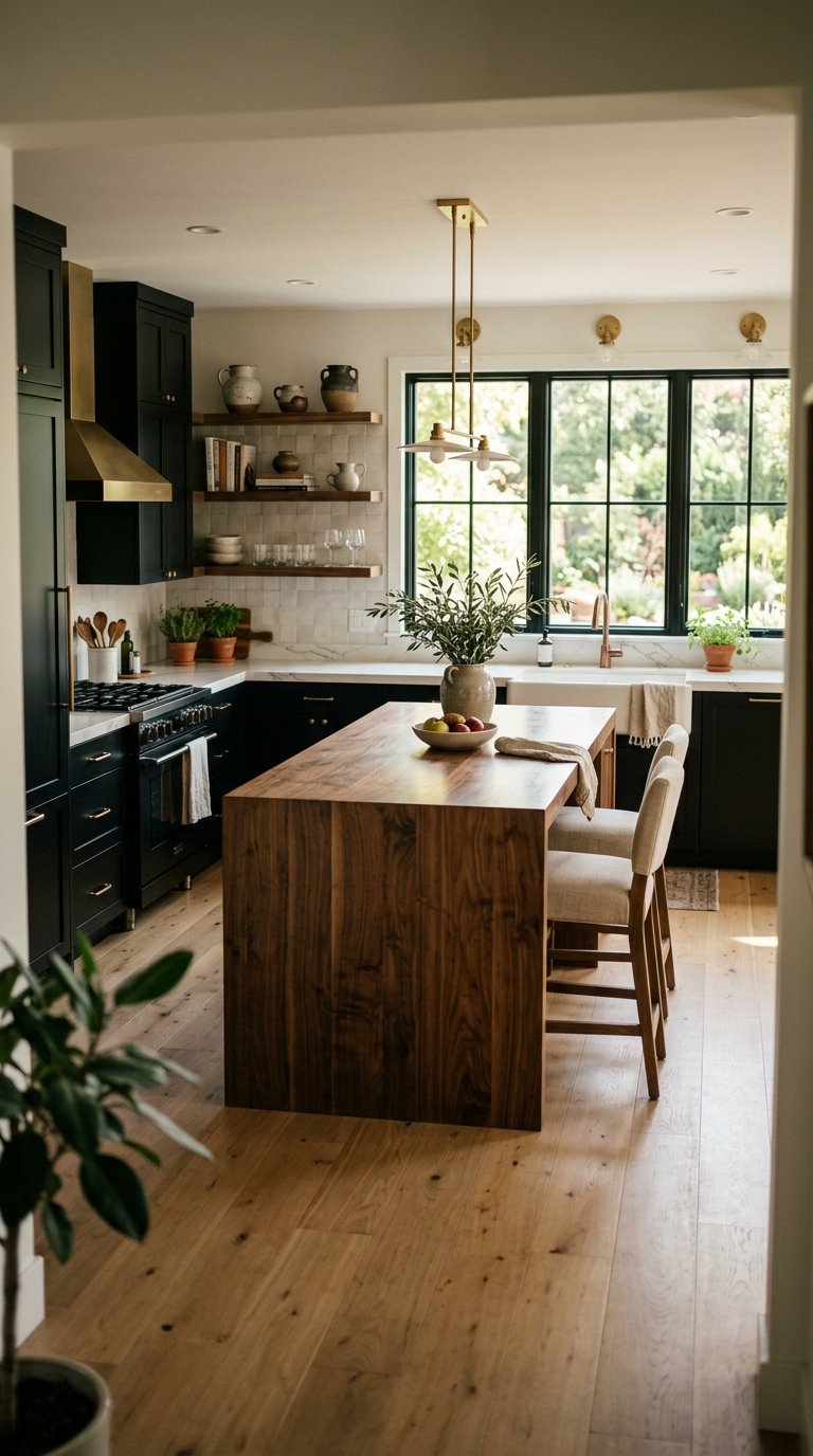 The Two-Tone Black and Wood Kitchen