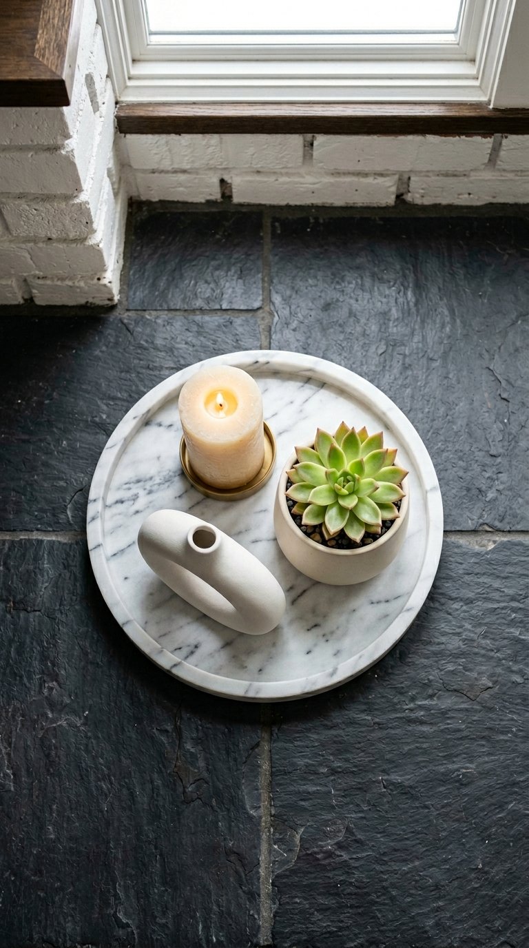 Tray Styled With Objects on the Hearth