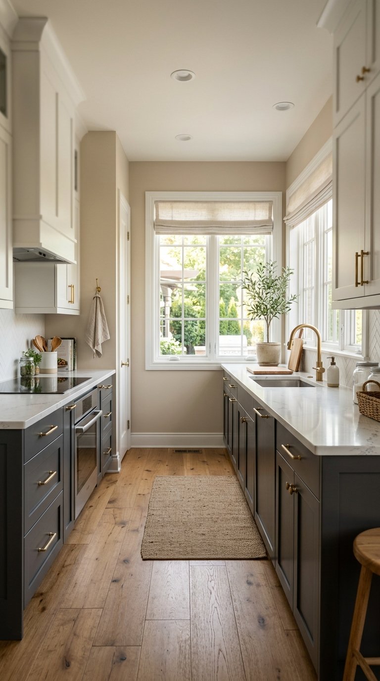 Try Charcoal Lowers With White Upper Cabinets