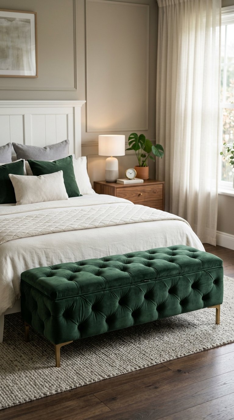 Tufted Velvet Bench for a Glam Bedroom