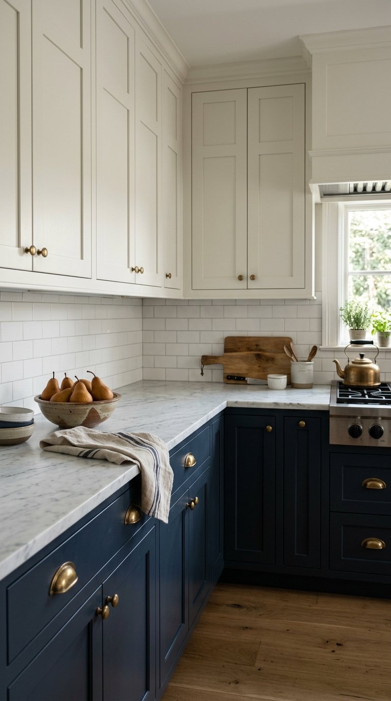 Two-Tone Cabinet Color With Uppers in White and Lowers in a Deep Tone