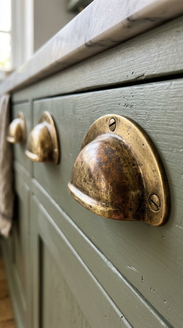 Unlacquered Brass or Aged Bronze Cabinet Hardware