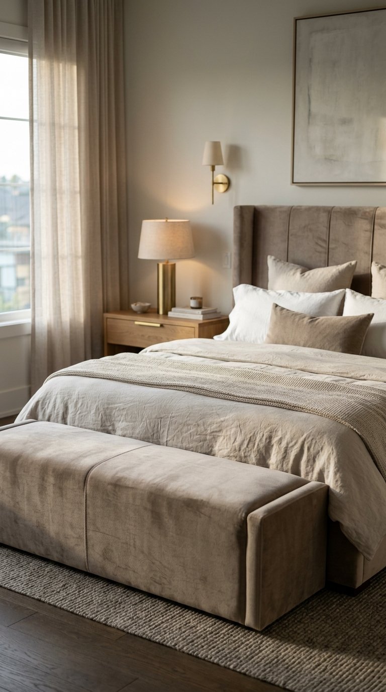 Upholstered Bench in a Matching Fabric to the Headboard