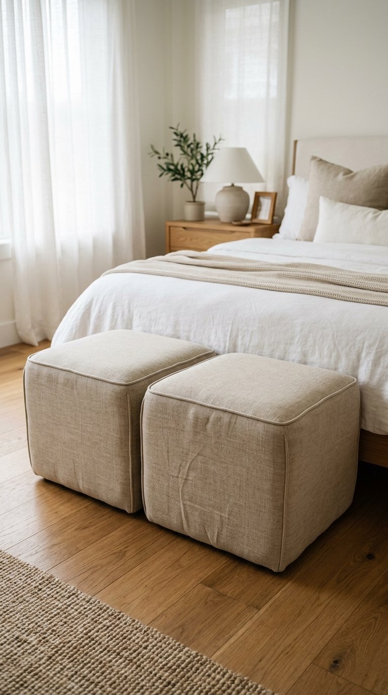 Upholstered Ottoman Used as a Bench