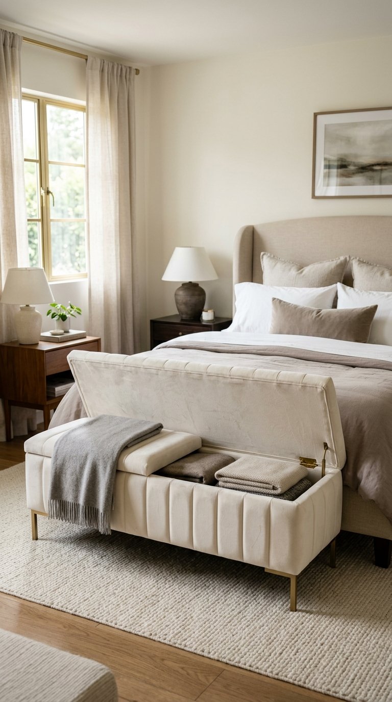 Upholstered Storage Bench for the Foot of the Bed