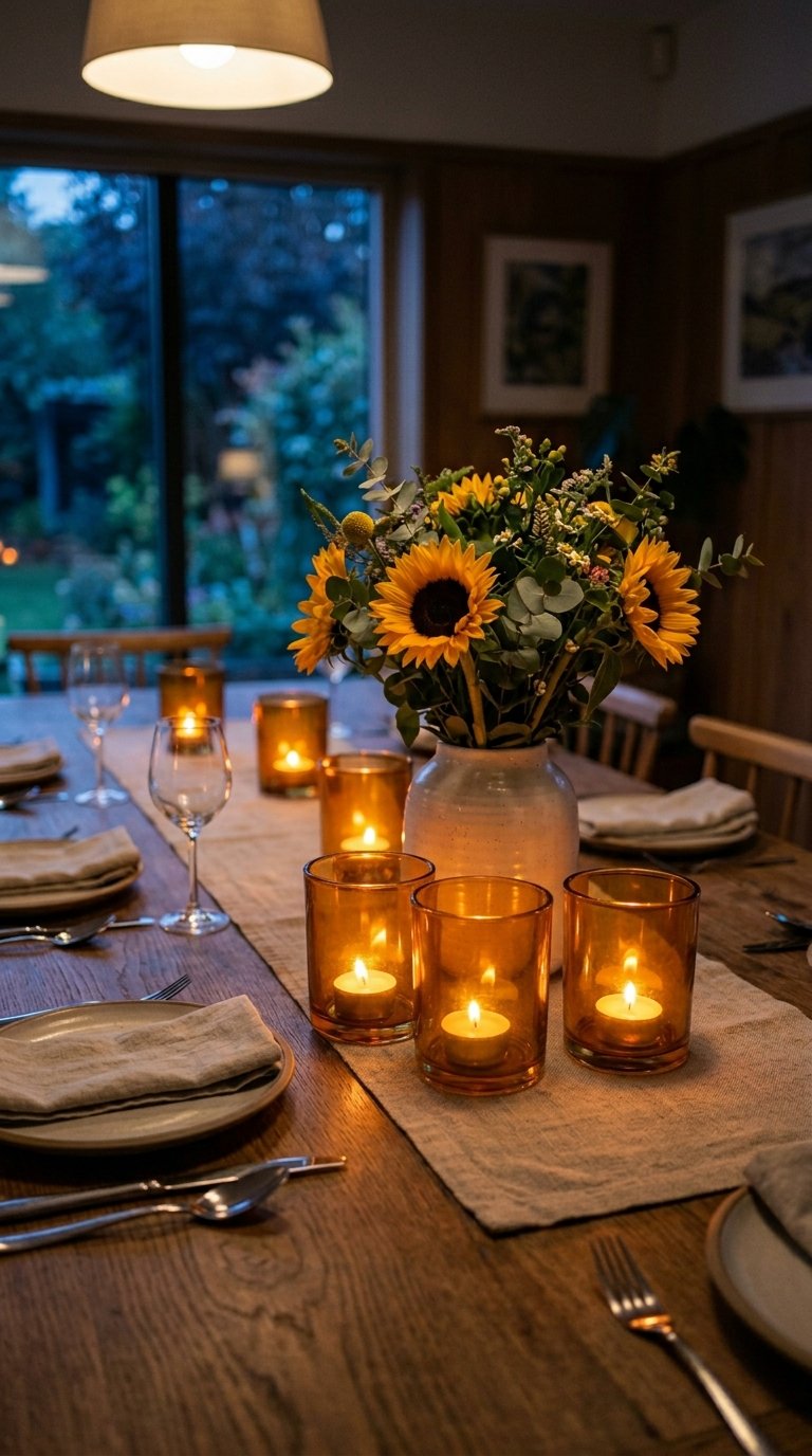 Use Amber Glass Votives for Warm Evening Lighting