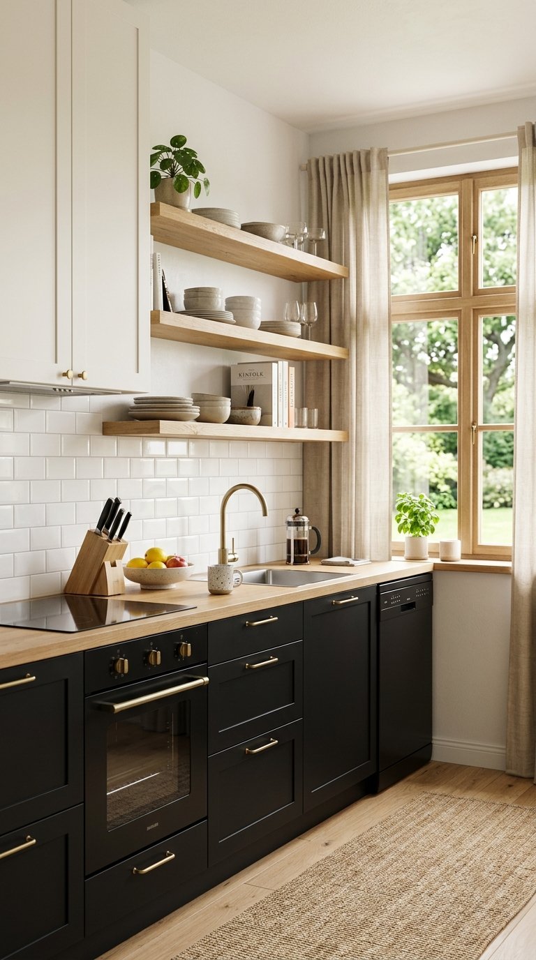 Use Black Lower Cabinets Only with White Upper Cabinets