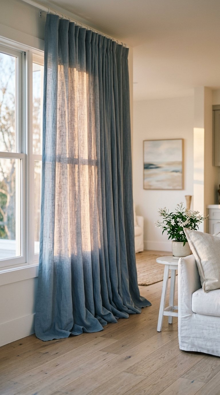 Use Blue Linen Curtains