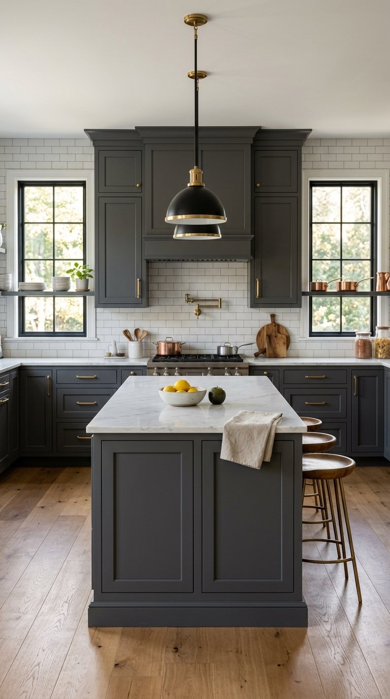 Use Charcoal Shaker Cabinets for Classic Appeal