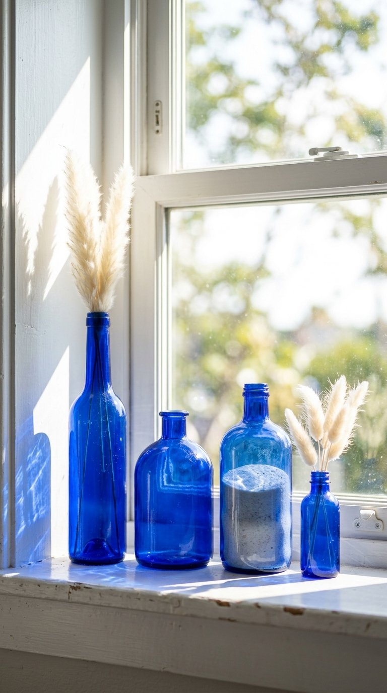 Use Cobalt Blue Glass Bottles as Decor