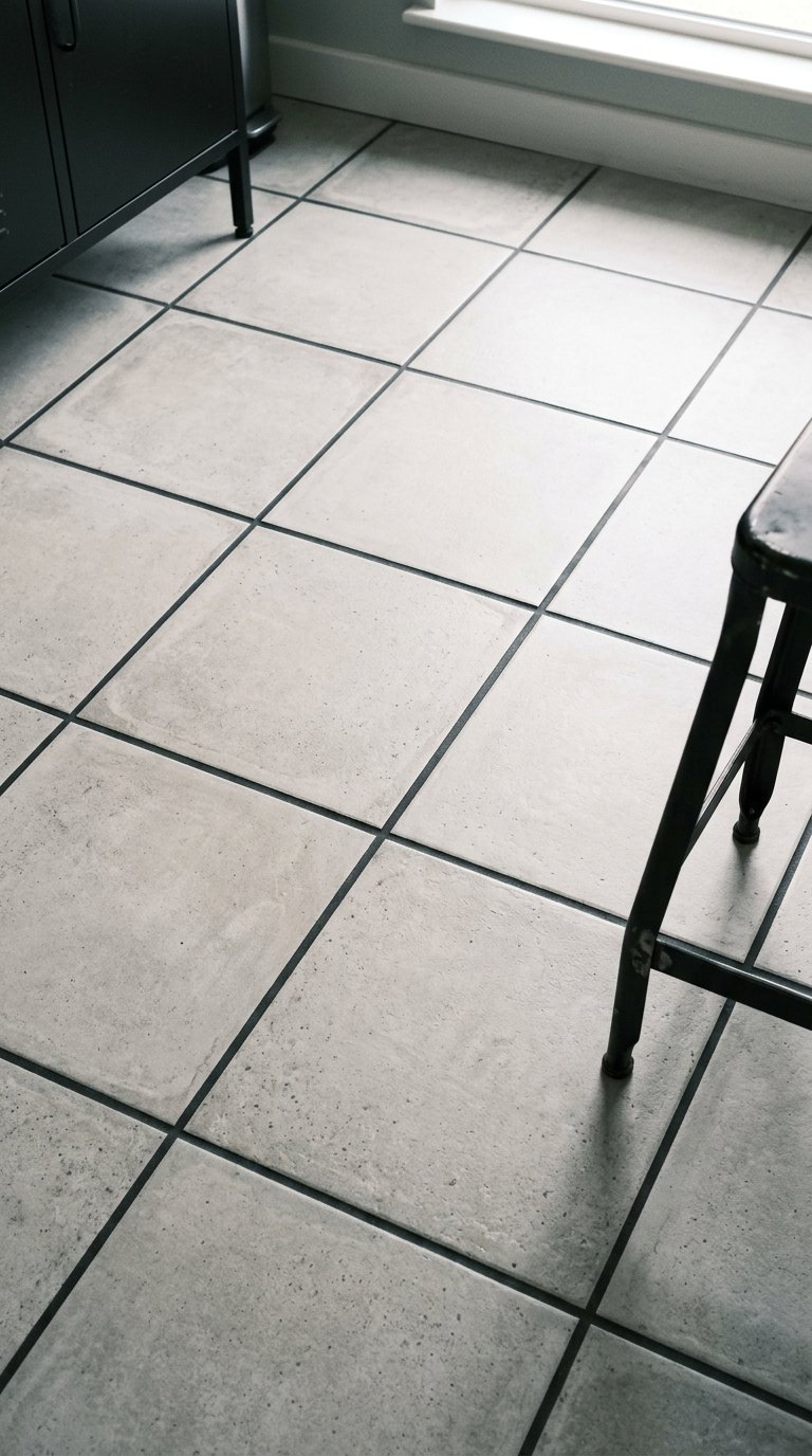 Use Dark Grout with Light Concrete Tiles
