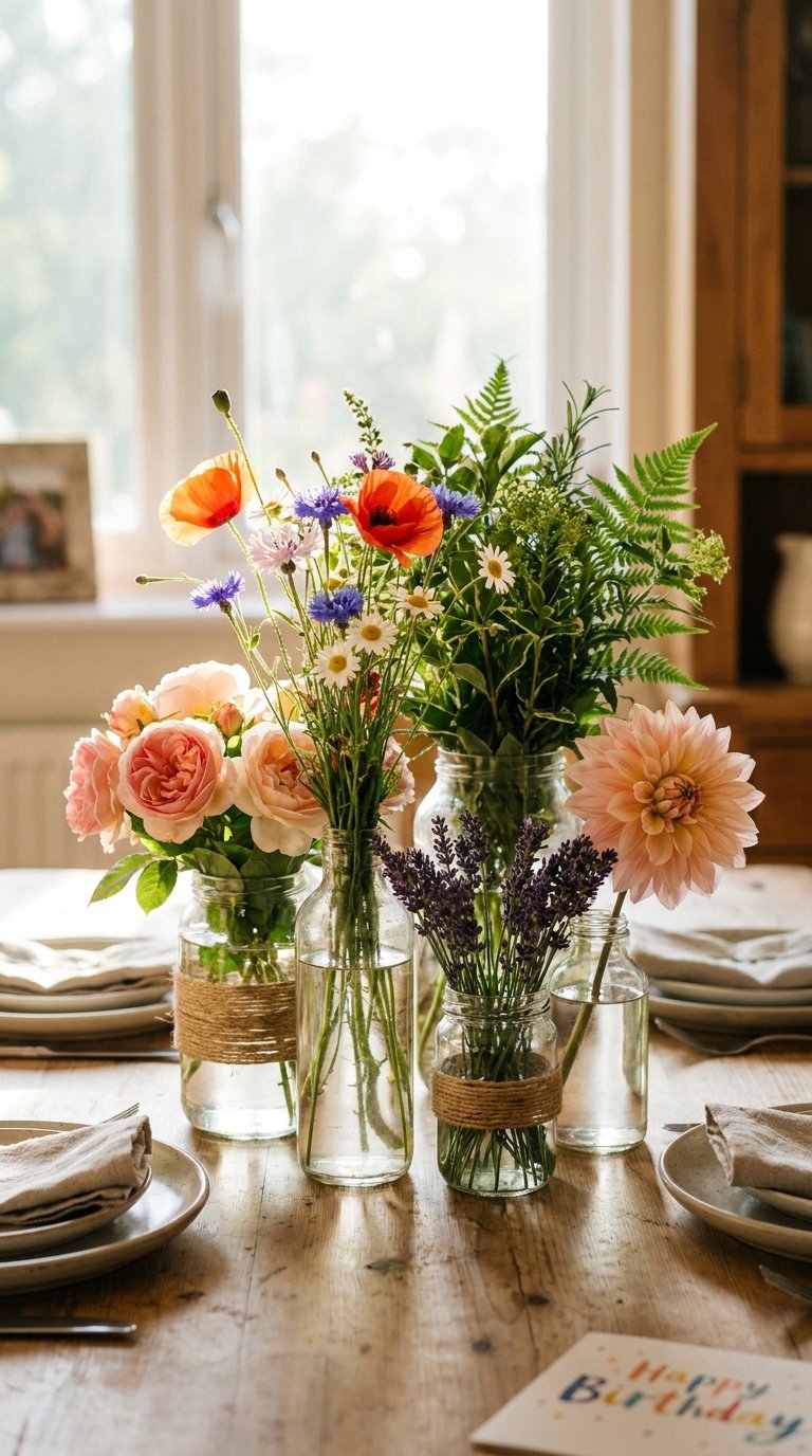 Use Fresh or Garden Flowers as Centrepieces
