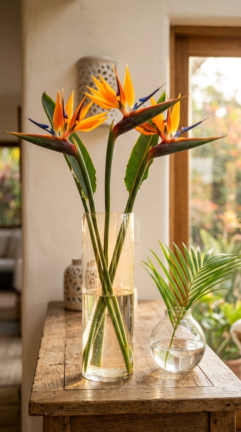 Use Glass Vases With Tropical Cuttings