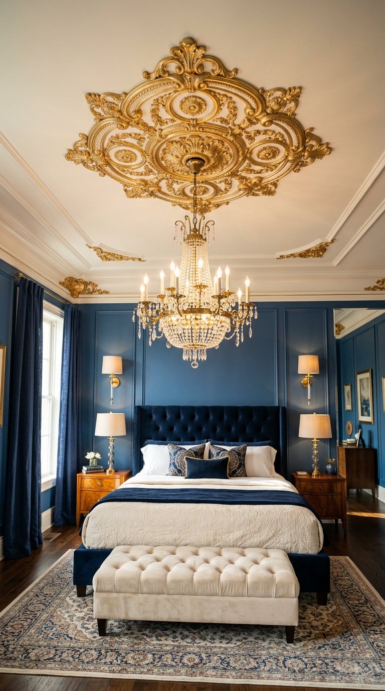 Use Gold Leaf Ceiling Medallions Around Light Fixtures