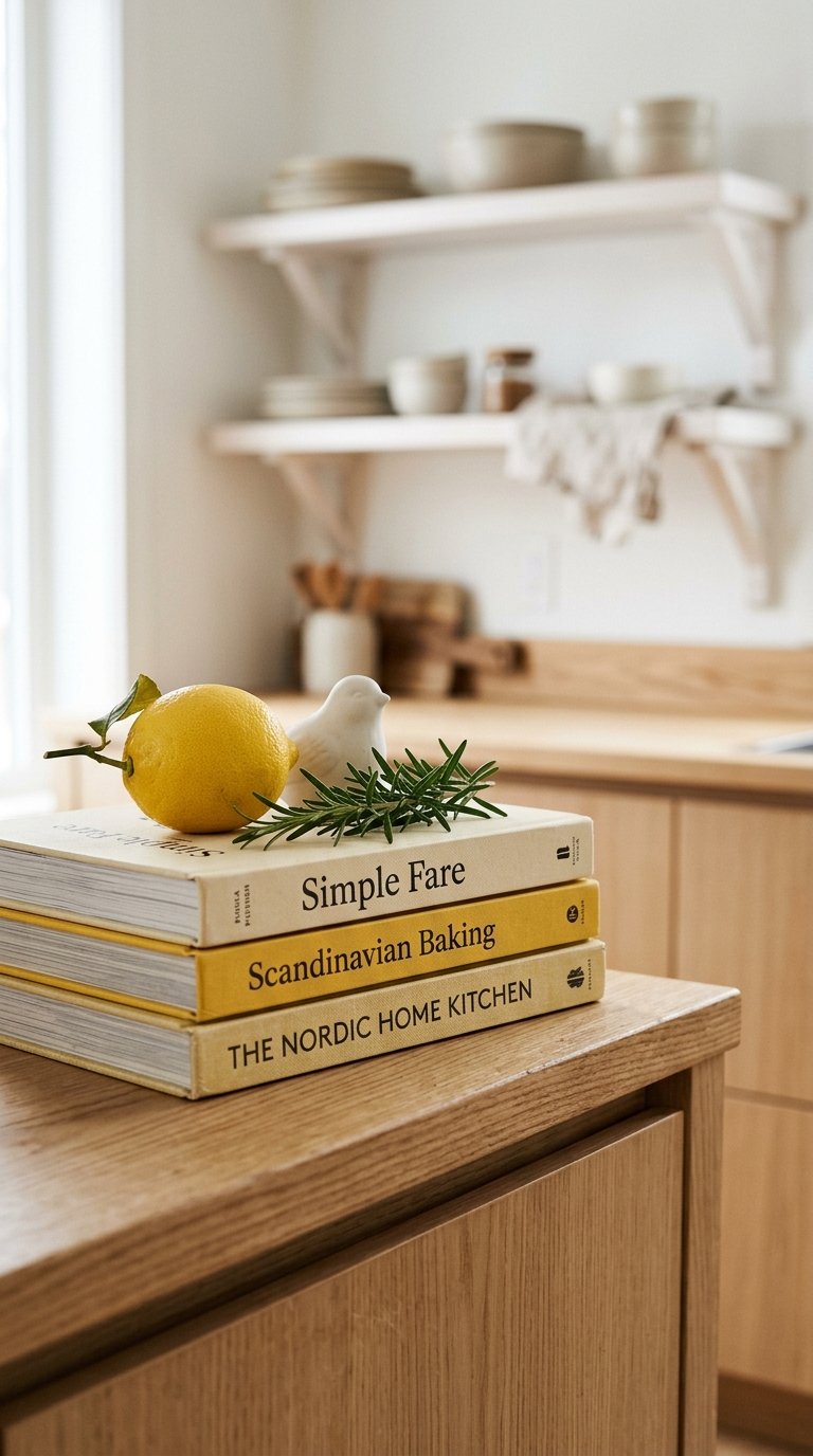 Use Lemon-Yellow Cookbooks as Decor Objects