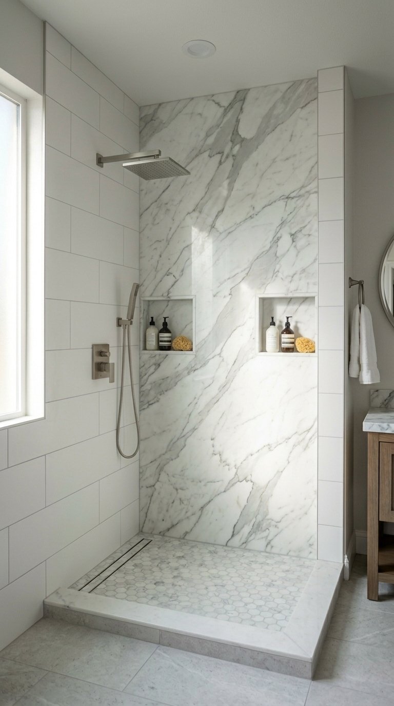 Use Marble on One Shower Wall Only