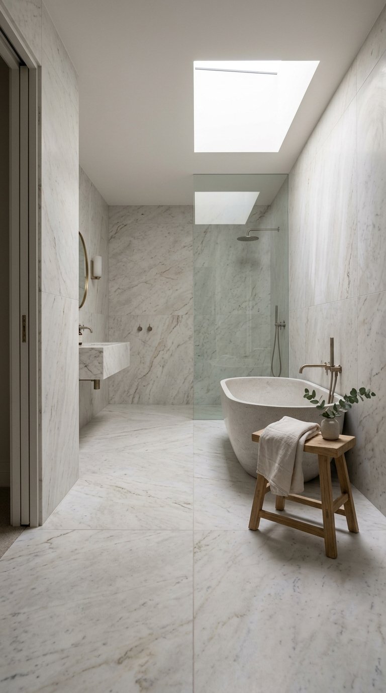 Use Natural Stone or Large-Format Tile