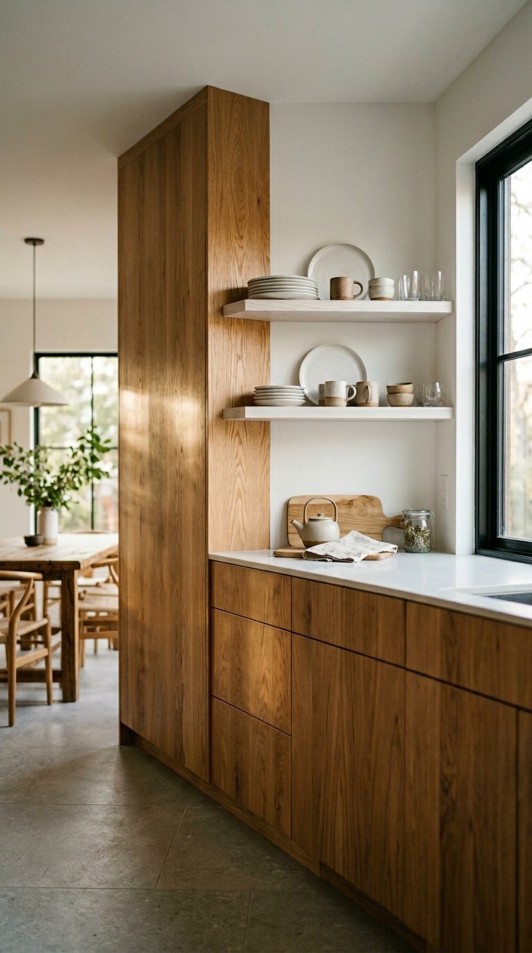 Use Natural Wood for Cabinet Fronts and Shelving