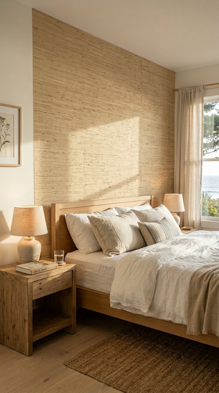 Use Peel-and-Stick Grasscloth Wallpaper on One Wall
