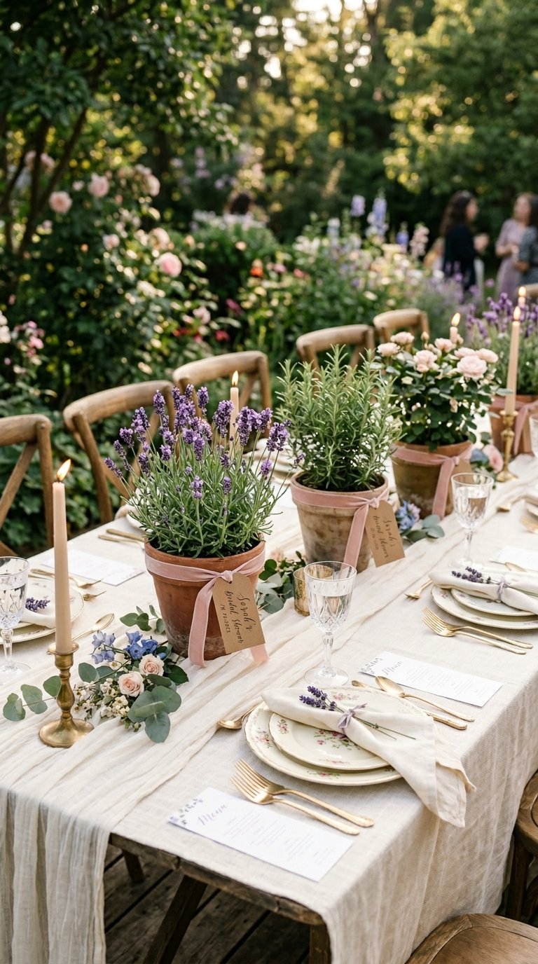 Use Potted Plants as Table Centerpieces