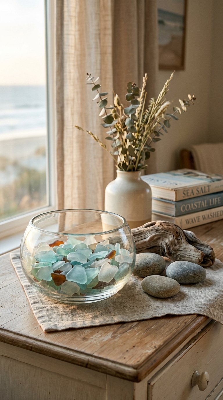 Use Sea Glass, Driftwood, and Organic Objects as Decor