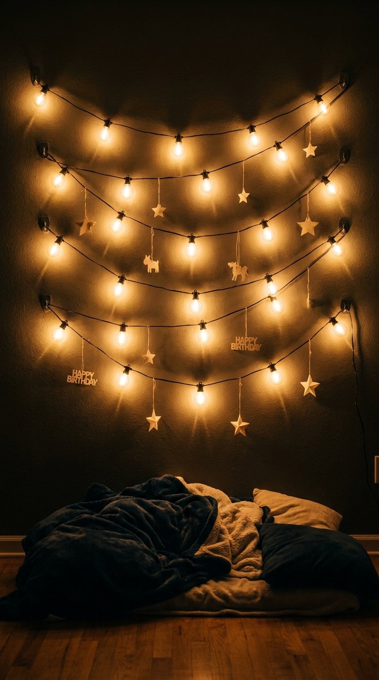  Use String Lights as the Primary Decoration