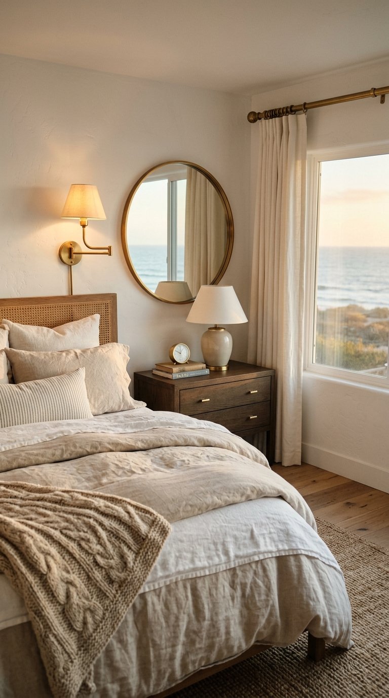 Use Warm Brass Hardware and Fixtures Throughout