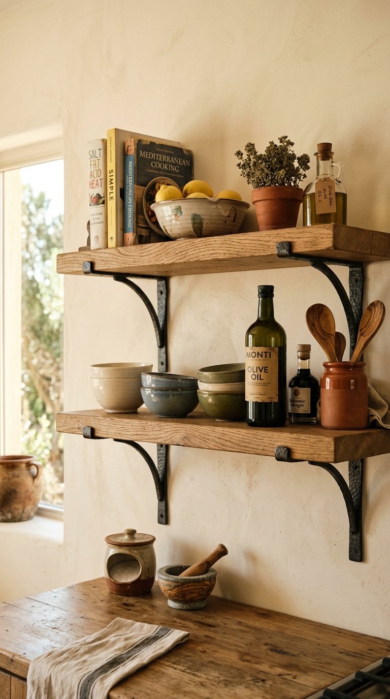 Use Wooden Open Shelves With Brackets