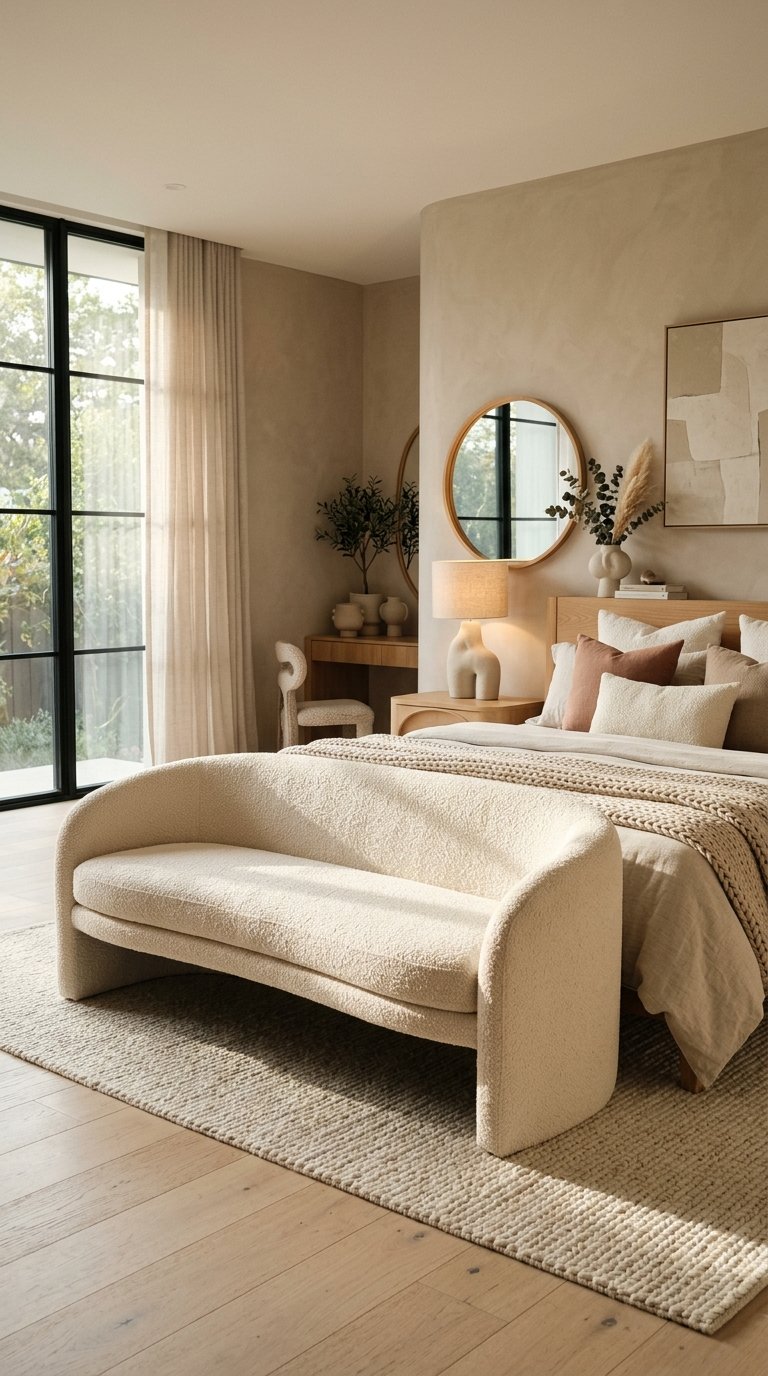 Use a Bench with a Curved Silhouette for a Contemporary Look