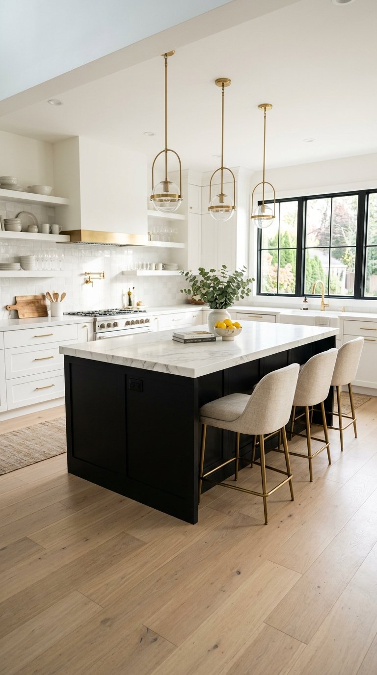  Use a Black Kitchen Island as a Single Statement Piece