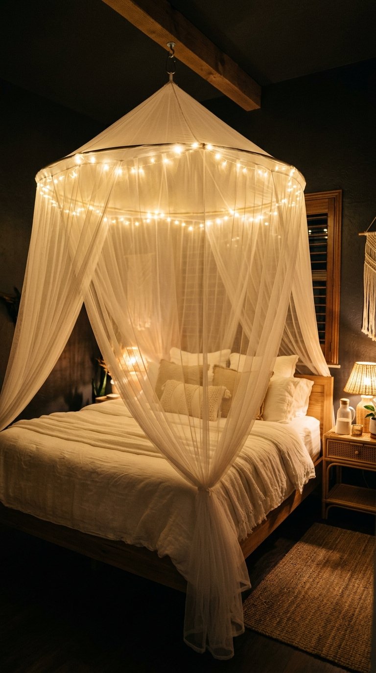 Use a Canopy Mosquito Net Over the Bed