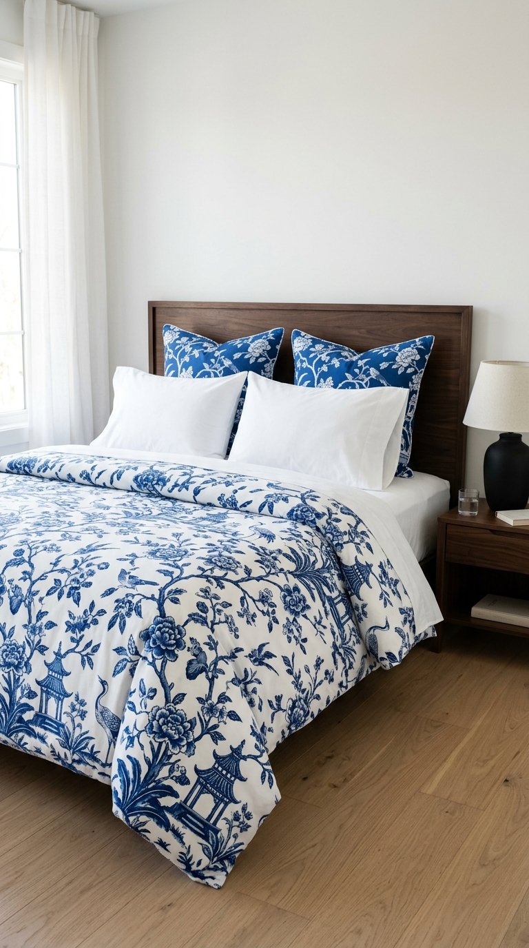 Use a Chinoiserie Duvet Cover with Matching Shams