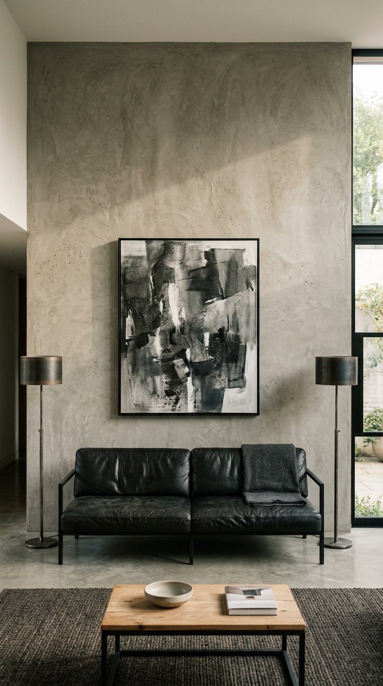 Use a Concrete Feature Wall with Textured Finish