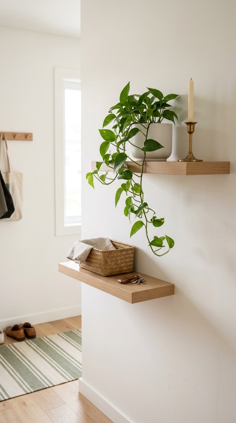 Use a Floating Shelf for Small Entryways