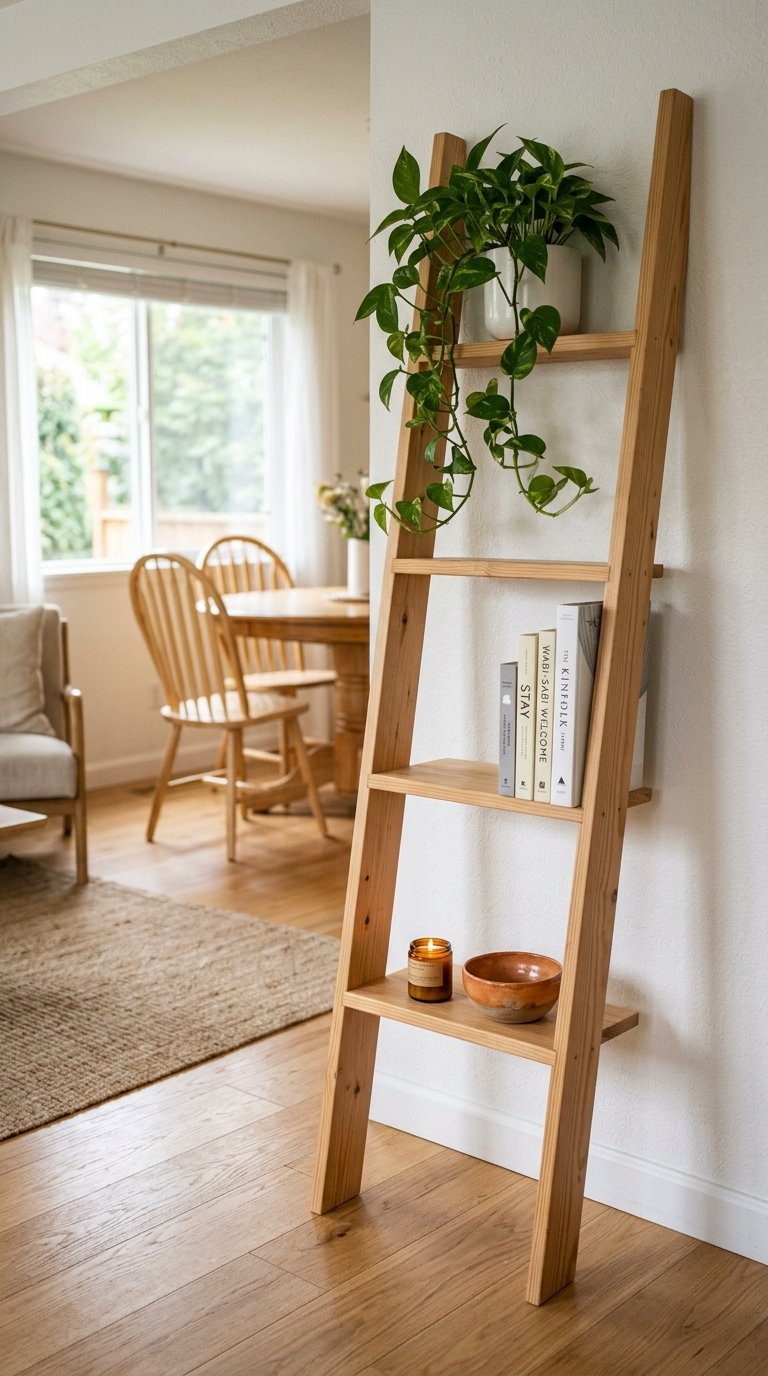 Use a Ladder Shelf as a Divider