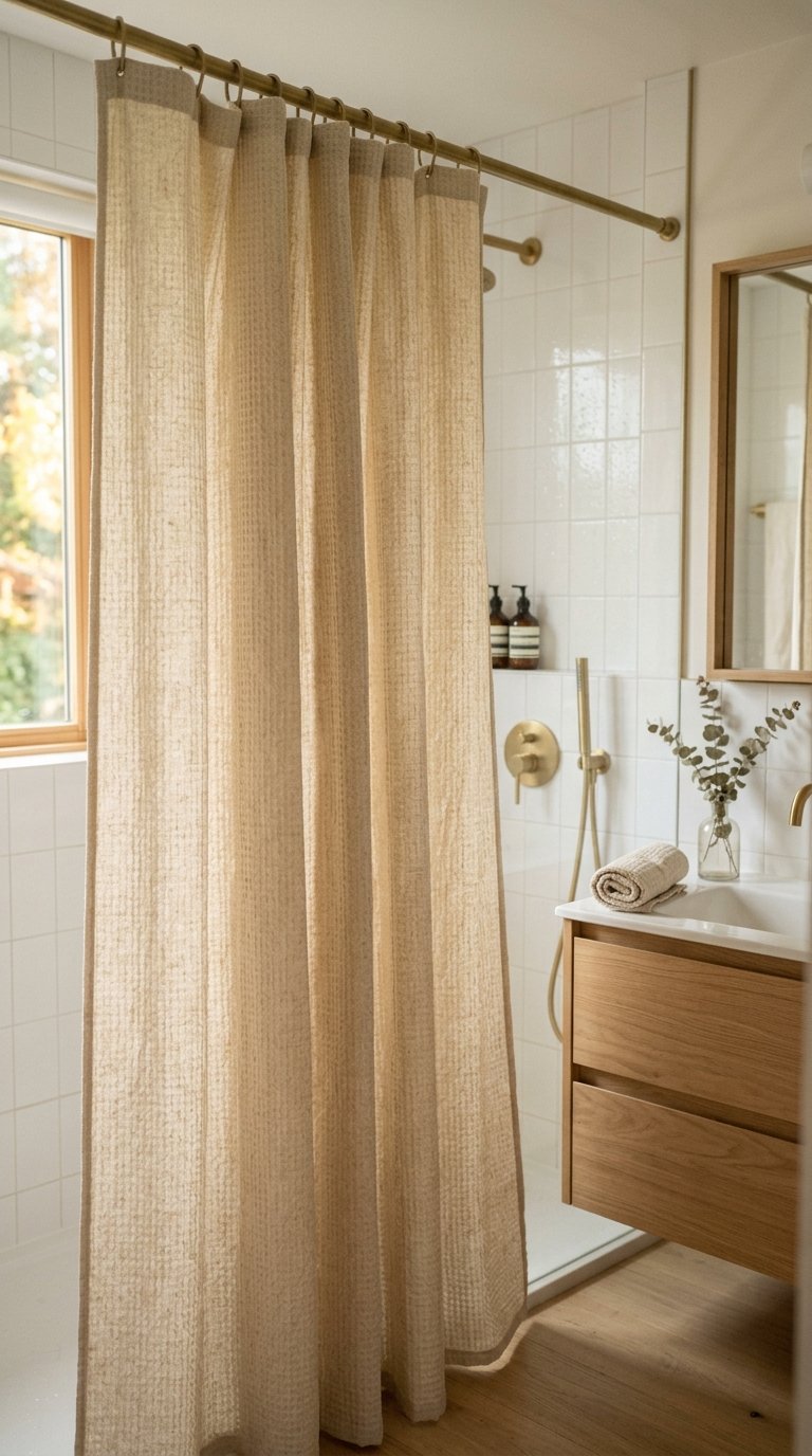 Use a Linen Shower Curtain With Texture