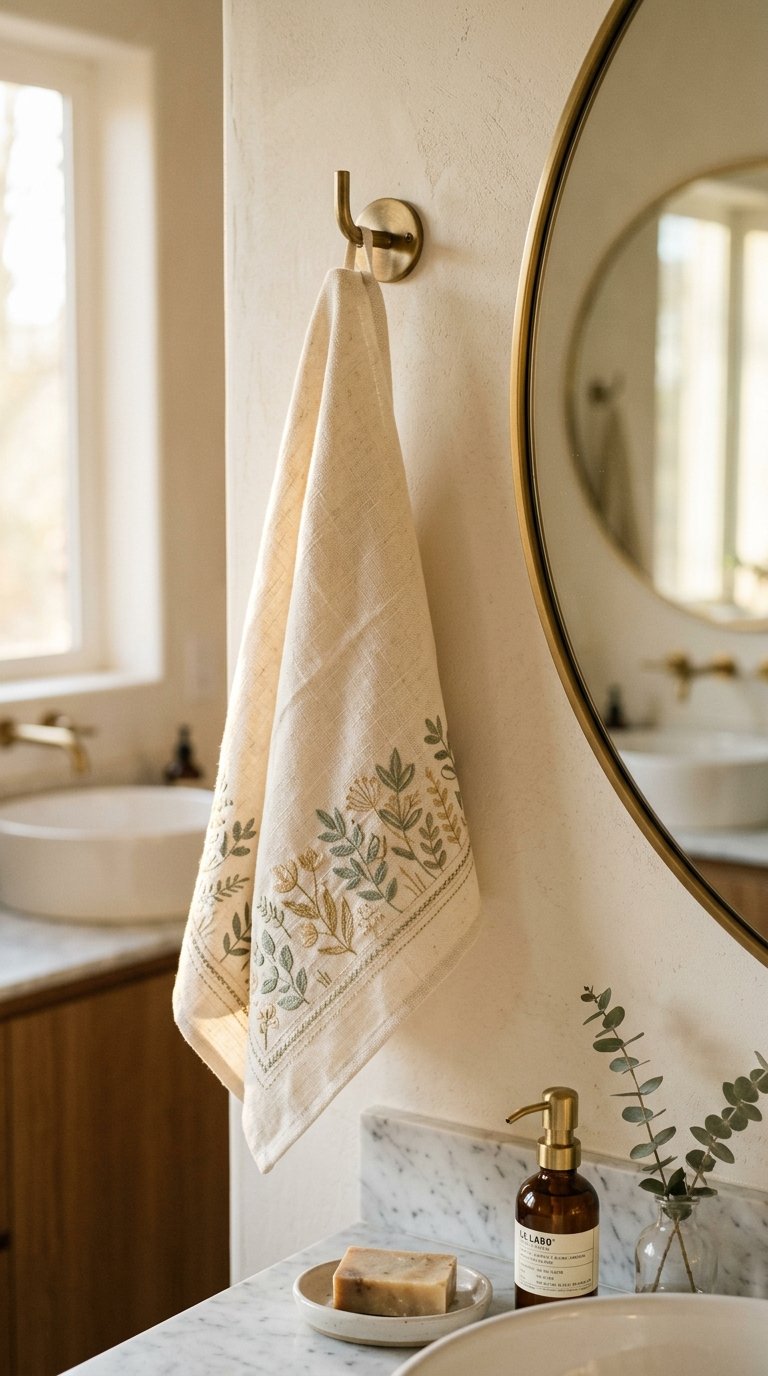 Use a Linen or Cotton Hand Towel as Wall Decor