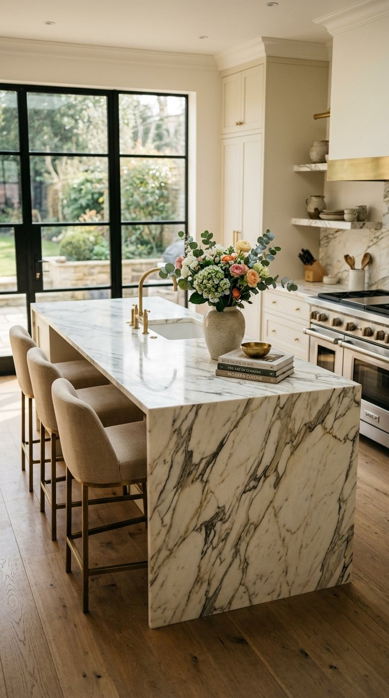 Use a Marble Peninsula Top as the Kitchen's Focal Point