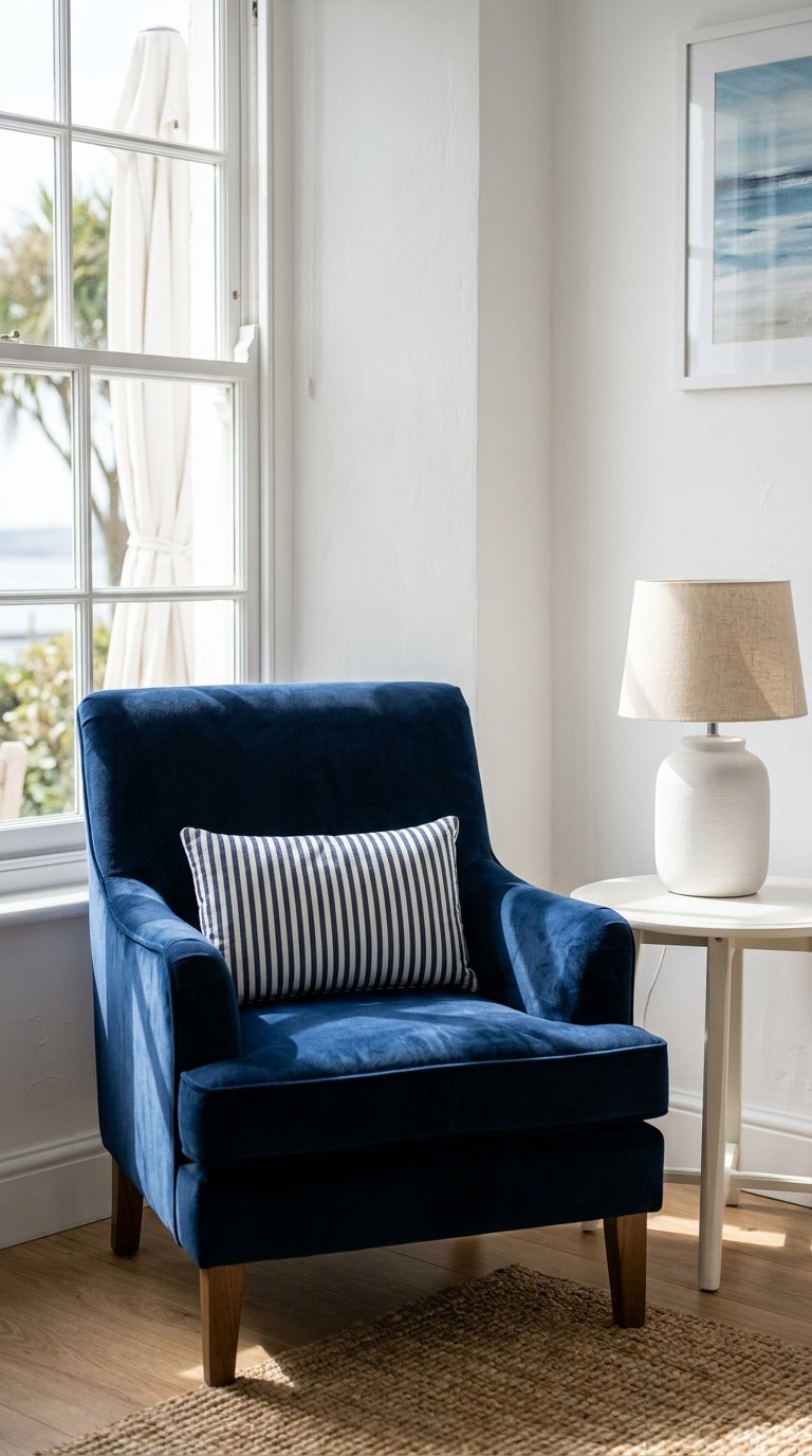 Use a Navy Blue Velvet Accent Chair